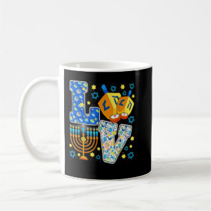 Caneca De Café Amo as Decorações de Chanucá Bonito Dreidel Menora