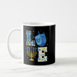 Caneca De Café Amo as Decorações de Chanucá Bonito Dreidel Menora<br><div class="desc">AMAVA Desortações Bonitas de Chanucá Dreidel Menorah Chanukah</div>