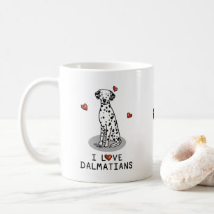 Caneca De Café Amo Dalmatianos (preto 1) Corações Bonitos