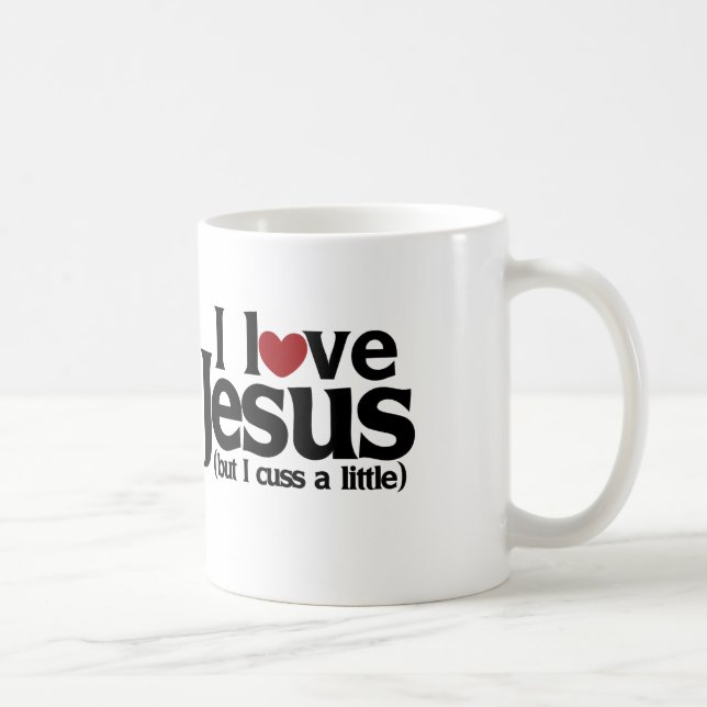 Caneca De Café Amo Jesus, mas xingo um pouco (Direita)