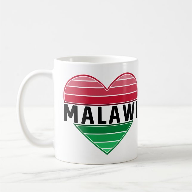 Caneca De Café Amo Malawi, Coração Malawi (Esquerda)
