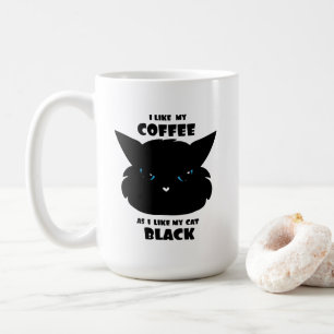 Caneca De Café Amo Meu Café Negro e Gato Negro