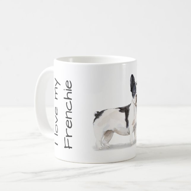 Caneca De Café Amo meu Frenchie (Frente Esquerda)