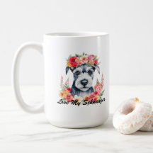 Amo Meu Schnauzer Floral