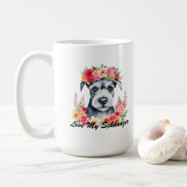 Caneca De Café Amo Meu Schnauzer Floral