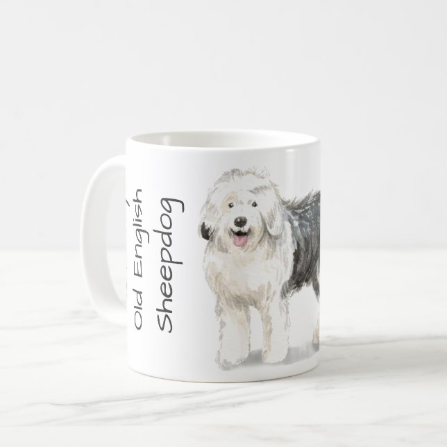 Caneca De Café Amo meu velho cão de pastor inglês (Frente Esquerda)