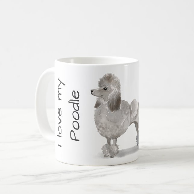 Caneca De Café Amo o Meu Poodle (Frente Esquerda)