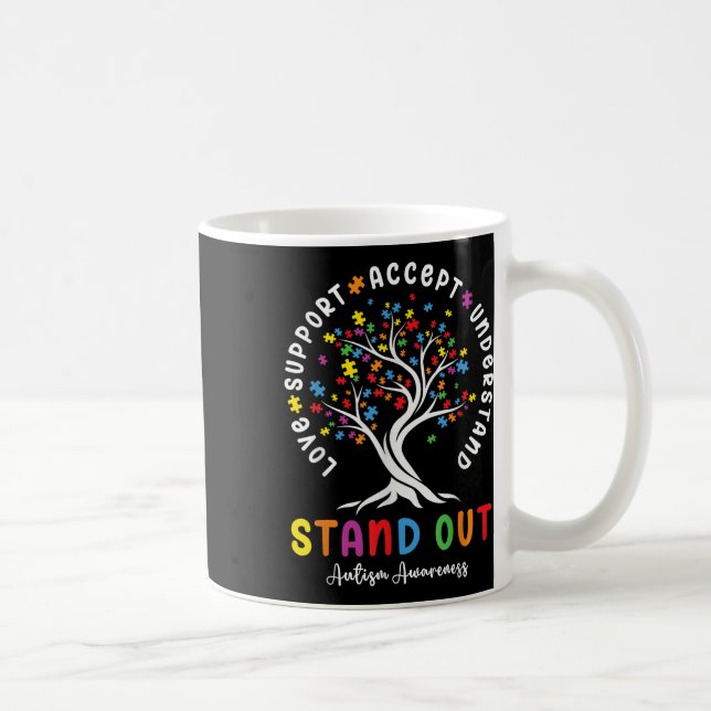 Caneca De Café Amo Suporte Aceite Compreender Consciência Autismo (Direita)
