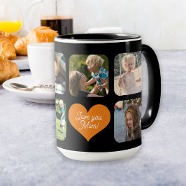 Caneca De Café Amo-te a colagem de fotografias da mãe personaliza
