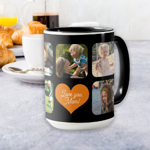 Caneca De Café Amo-te a colagem de fotografias da mãe personaliza