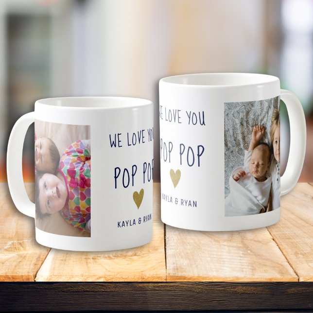 Caneca De Café Amo-Te A Colagem Fotográfica Do Pop Avô 2 (We Love You Pop Pop Grandpa 2 Photo Collage Coffee Mug
)