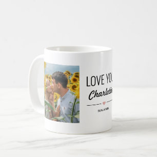 Caneca De Café Amo-Te A Foto De Aniversário Do Nome Personalizado