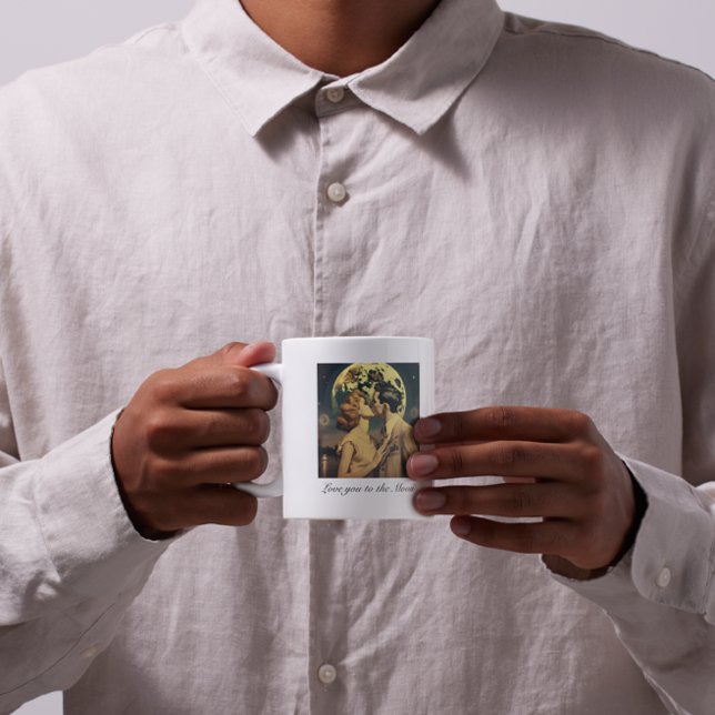 Caneca De Café Amo-te à lua, poster de viagens personalizável (Criador carregado)