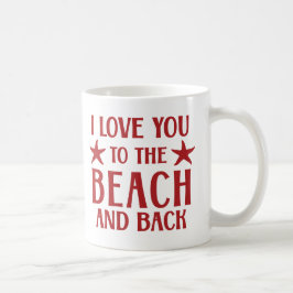Caneca De Café Amo-te à Praia e às Costas - Vermelho Náutico