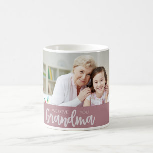Caneca De Café Amo-Te, Avó, Dia de as mães Personalizado De Fotog