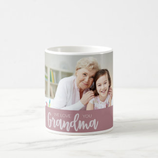 Caneca De Café Amo-Te, Avó, Dia de as mães Personalizado De Fotog