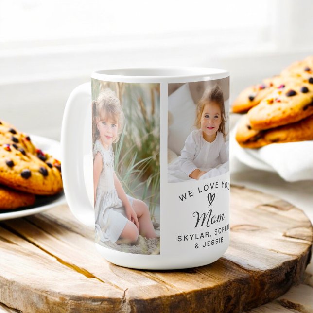 Caneca De Café Amo-Te, Mãe Crianças Colagem De Fotos (Personalize this mug with your selected photos and text for a thoughtful gift for Mom.)