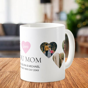 Caneca De Café Amo-Te Mãe Dia de as mães Da Colagem De Fotos Do C