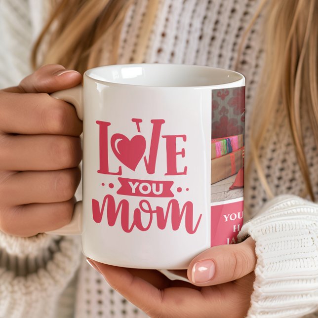 Caneca De Café Amo-Te Mãe, Dia de as mães Rosa, Presente (Criador carregado)