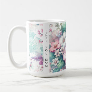 Caneca De Café Amo-Te Mãe Flores de Aquarela