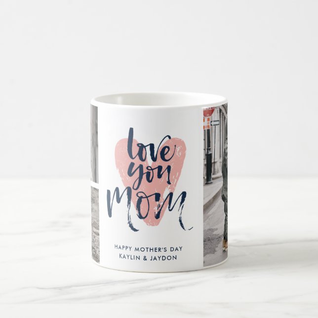 Caneca De Café Amo-Te, Mãe, Três Fotografias. (Centro)