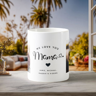 Caneca De Café Amo-te, Mama Hearts Personalizado, Duas Fotos Tren