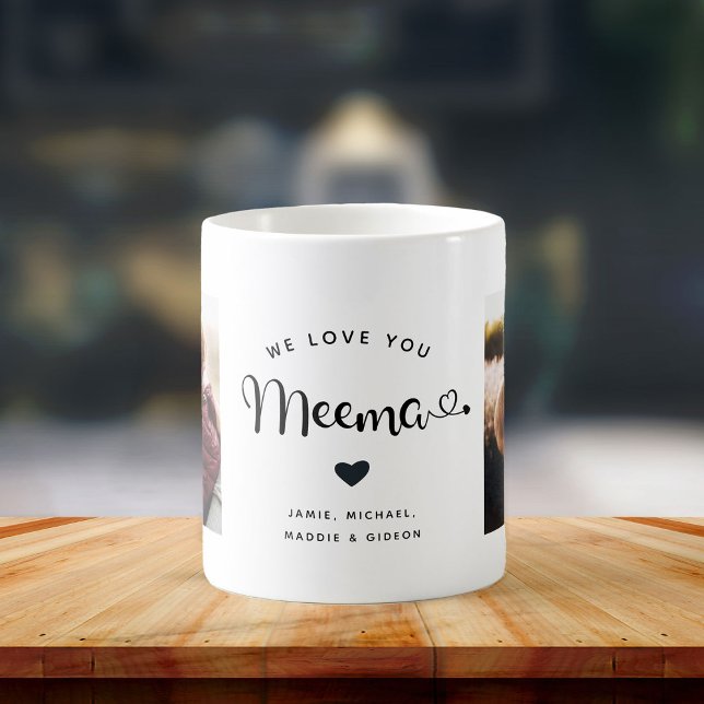 Caneca De Café Amo-te Meema Hearts Personalizado Duas Fotografias (Criador carregado)