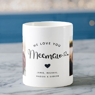 Caneca De Café Amo-te Meemaw Hearts Custom Two Photo Coffee Mug