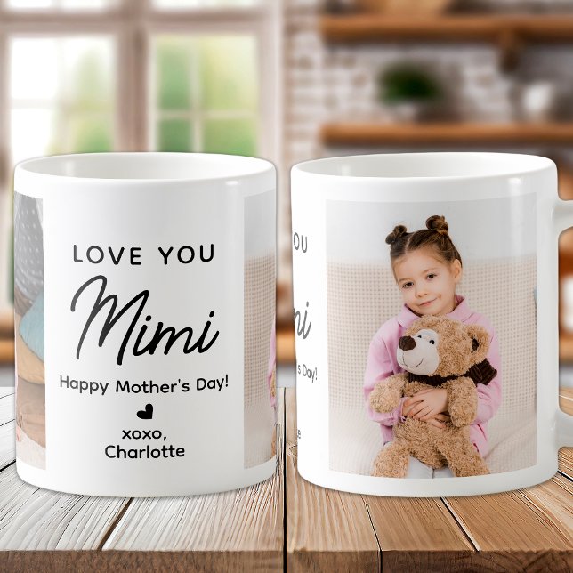 Caneca De Café Amo-Te Mimi Personalizado 2 Fotografia Avô (Criador carregado)