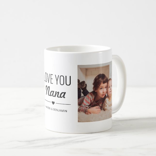Caneca De Café Amo-Te Nana Birthday Foto Personalizada (Frente Esquerda)