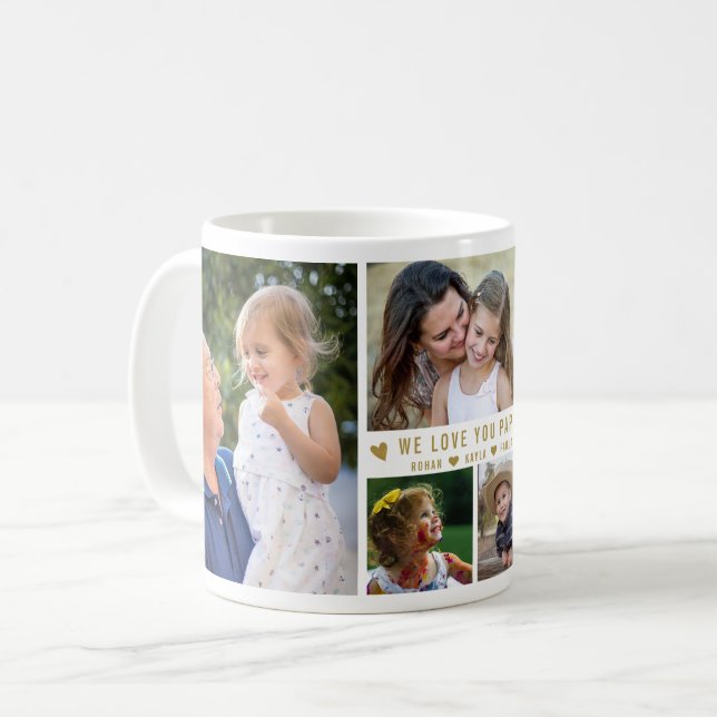 Caneca De Café Amo-Te, Papá 5 Colagem Fotográfica (Frente Esquerda)