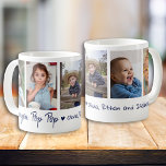 Caneca De Café Amo-Te, Pop, netos 5 Colagem de Imagens<br><div class="desc">Uma caneca de vovô bonita personalizada com 5 fotos,  te amo tipografia Pop e nomes de netos.</div>