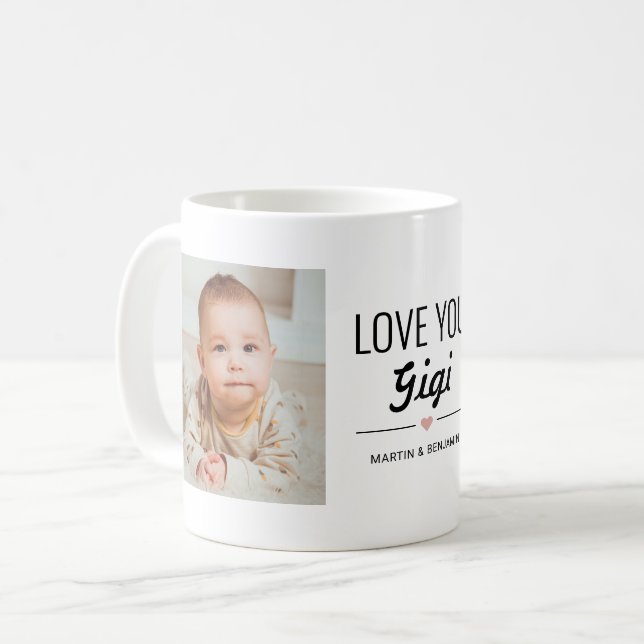 Caneca De Café Amo-Te Uma Foto Personalizada Gigi Birthday (Frente Esquerda)