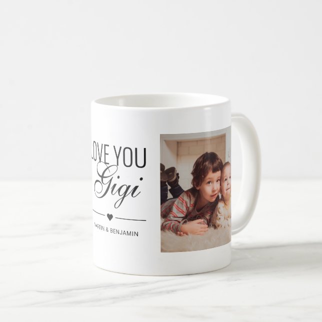 Caneca De Café Amo-Te Uma Foto Personalizada Gigi Birthday (Frente Esquerda)
