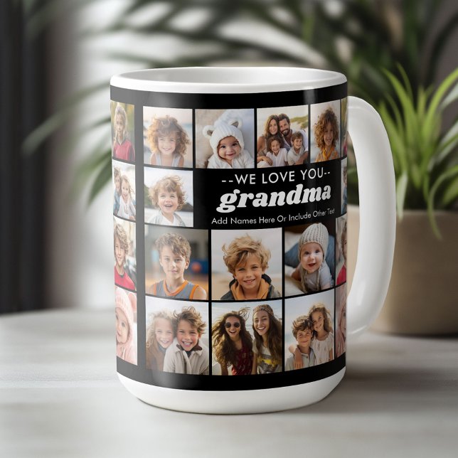 Caneca De Café Amo-Te Vovó - Colagem De Fotos 15 (Custom Photo Mug)