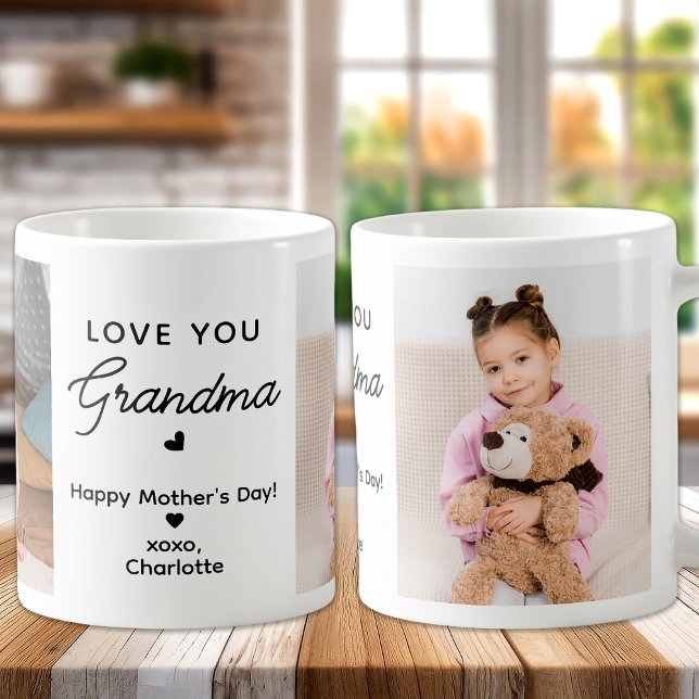 Caneca De Café Amo-Te Vovó Personalizada 2 Fotografia Avô (Criador carregado)