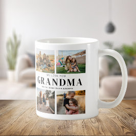 Caneca De Café Amo-Te Vovó Personalizada 4 Colagem Fotográfica