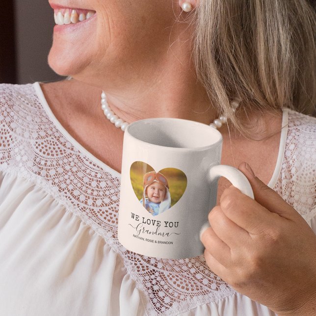 Caneca De Café Amo Você Avó Foto Coração (Criador carregado)