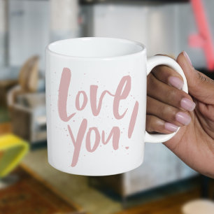Caneca De Café Amo você Dia de os namorados rosa-claro moderno