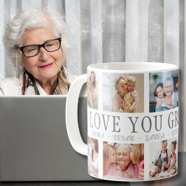 Caneca De Café AMO VOCÊ GRANDMA Nome Personalizado 10 Foto Collag