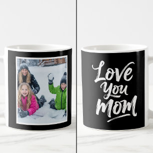Caneca De Café Amo Você Mãe 1 Foto Lembrança Escova Script preto