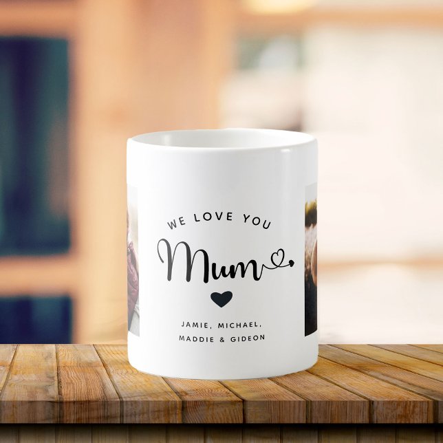 Caneca De Café Amo você Mãe Corações Personalizado Duas Fotografi (Criador carregado)
