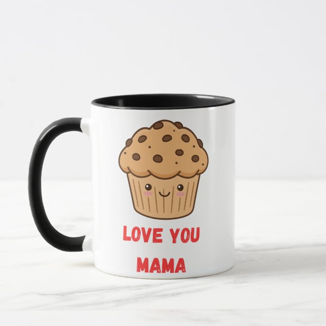 Caneca de Café "Amo Você Mamãe" Kawaii Cupcake (Esquerda)