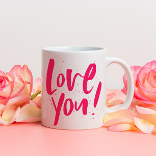 Caneca De Café Amo você, moderno e ousado dia dos namorados rosa