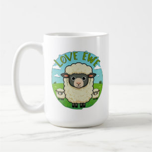 Caneca De Café Amo Você Ovelha Fofa Punção Coração Arte de Animal