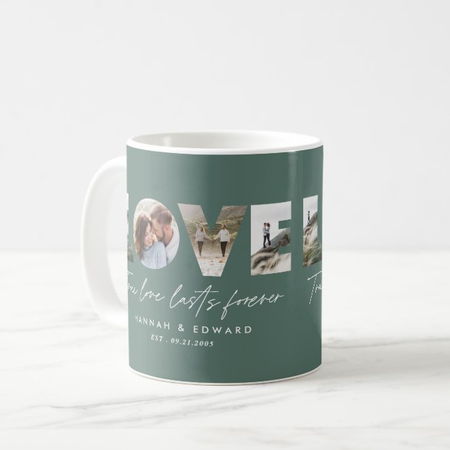 Caneca De Café Amor 4 foto moderna e minimamente personalizada ve (Frente Esquerda)
