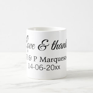 Caneca De Café Amor & agradecimentos adicionar nome do casal casa