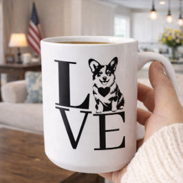 Caneca De Café 'AMOR' Amantes de Corgi Mães de Cachorro Pais de A