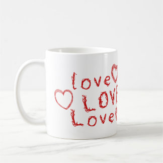 Caneca De Café Amor, Amor, Amor em Escrevendo Mensageiro em Verme