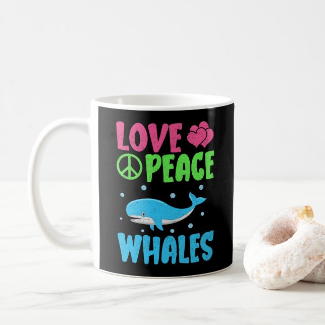 Caneca De Café Amor, Baleias de Paz, Animais do Mar Cinto (Com Donut)